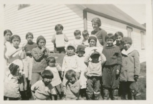 Image: Eskimo [Inuit] children at MacMillan Moravian School, with Freida